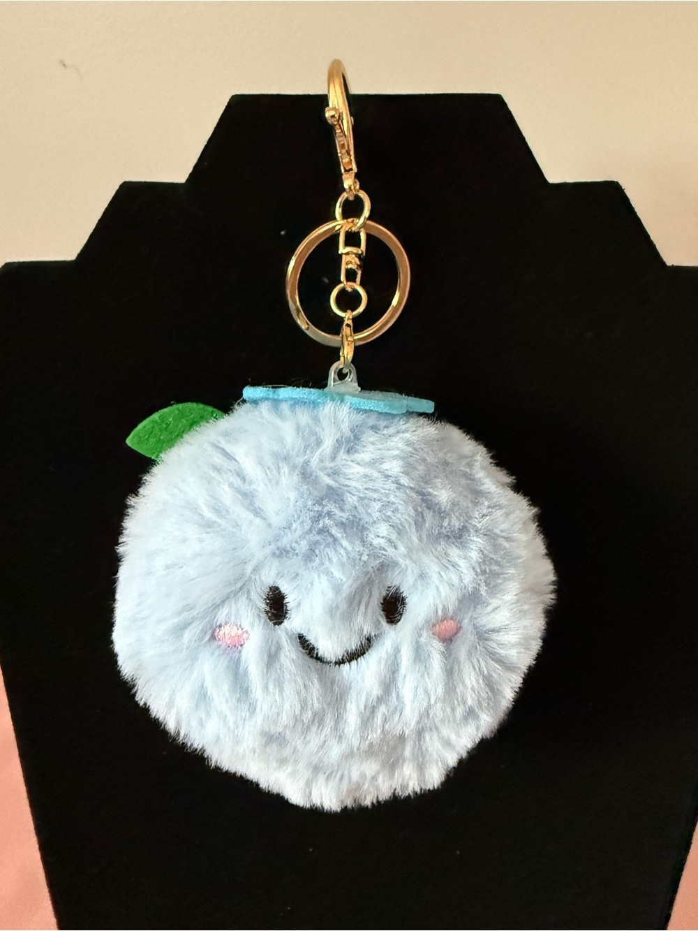 Fuzzy Blueberry Bag Charm - Light Blue